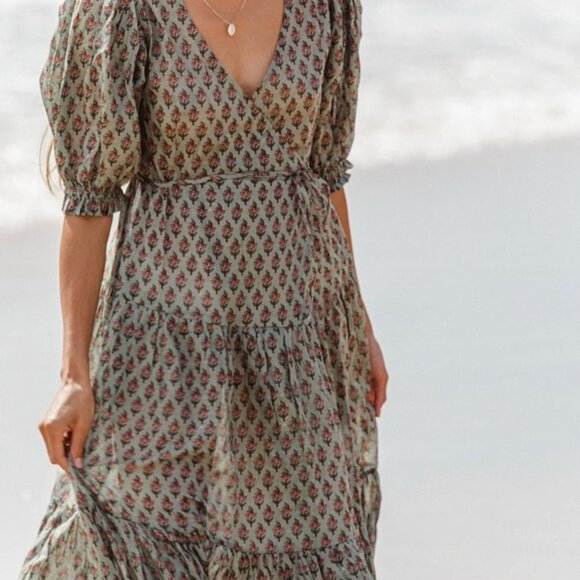 Daughters of India Zuri wrap dress in Sage XS - Picture 10 of 12